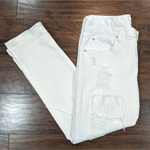 7 for All Mankind White Ripped Jeans | 30" - Picture 4 of 11